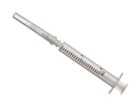 Empty syringe isolated on white background, close up Stock Photos