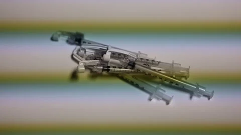 Empty syringes and an empty vial with no label Stock Footage 147632266