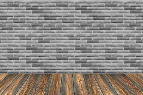 Empty table and brick wall in background. Great for product display. Stock Photos