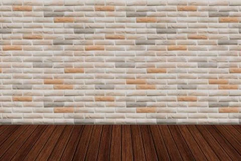 Empty table and brick wall in background. Great for product display. Foto stock