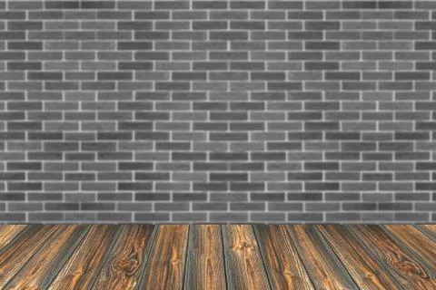 Empty table and brick wall in background. Great for product display. Stock Photos