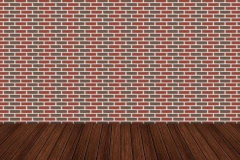 Empty table and brick wall in background. Great for product display. Foto stock