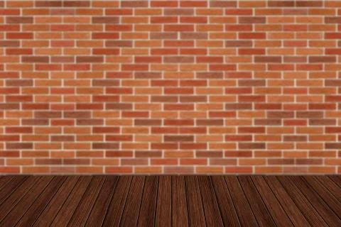 Empty table and brick wall in background. Great for product display. Foto stock