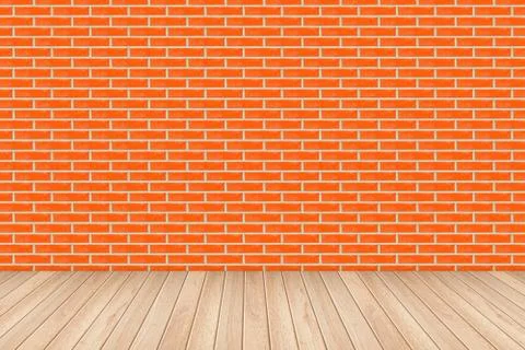 Empty table and brick wall in background. Great for product display. Stock Photos