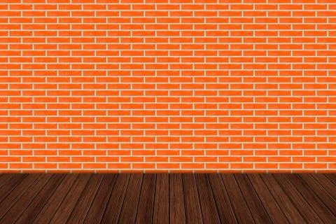 Empty table and brick wall in background. Great for product display. Stock Photos