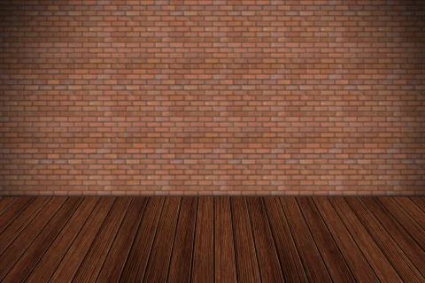 Empty table and brick wall in background. Great for product display. Stock Photos