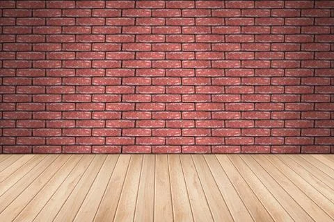 Empty table and brick wall in background. Great for product display. Stock Photos