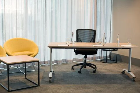 Empty table and chairs in office Stock Photos