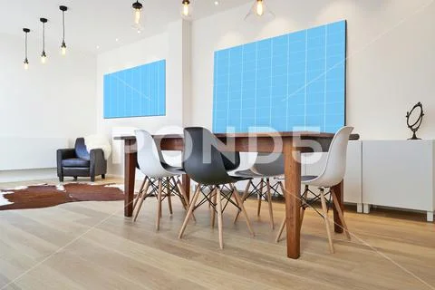 Empty table and chairs Modello PSD