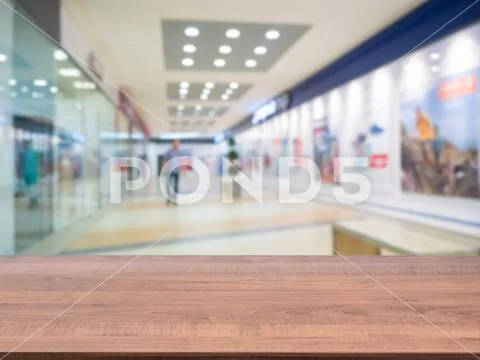 Empty table and shopping mall blur ~ Hi Res #77022483
