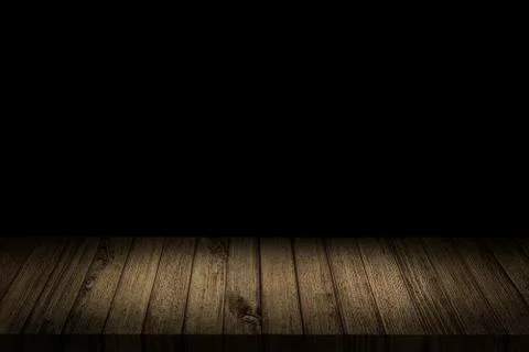 Empty table in dark shadow. 3D illustration. Illustrazione stock