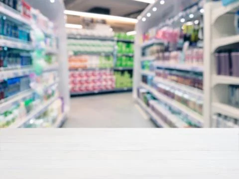 Empty table in front of blurred background 스톡 사진