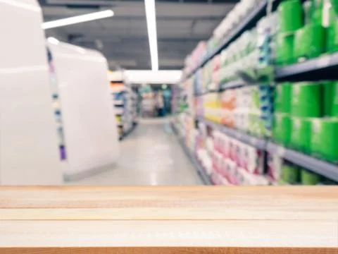 Empty table in front of blurred background 스톡 사진