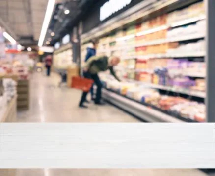 Empty table in front of blurred background 스톡 사진
