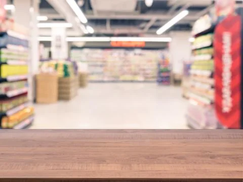 Empty table in front of blurred background 스톡 사진