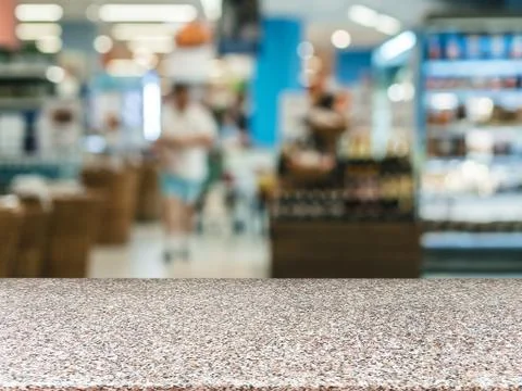 Empty table in front of blurred background 스톡 사진