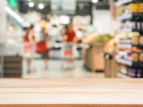 Empty table in front of blurred background 스톡 사진