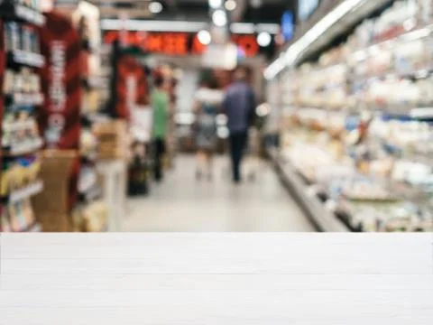Empty table in front of blurred background 스톡 사진