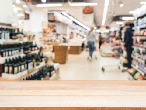 Empty table in front of blurred background 스톡 사진