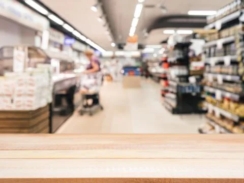 Empty table in front of blurred background 스톡 사진