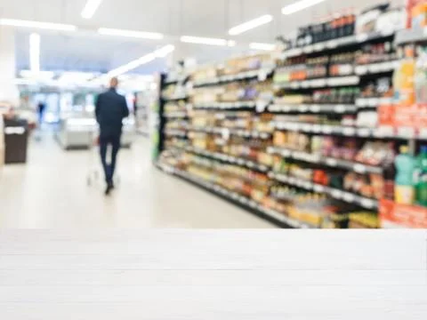 Empty table in front of blurred background 스톡 사진