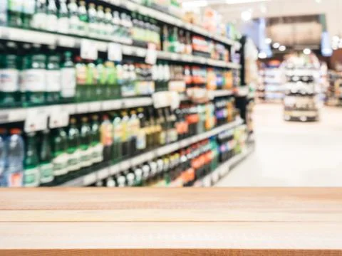 Empty table in front of blurred background 스톡 사진