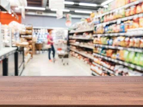 Empty table in front of blurred background 스톡 사진