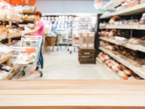 Empty table in front of blurred background Photos