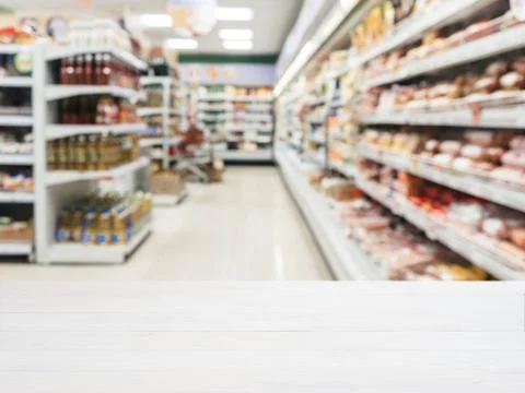 Empty table in front of blurred background Photos