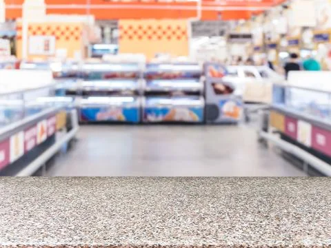 Empty table in front of blurred background 스톡 사진