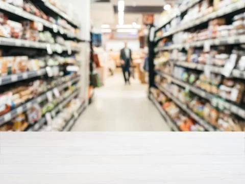 Empty table in front of blurred background 스톡 사진