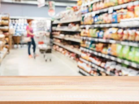 Empty table in front of blurred background 스톡 사진