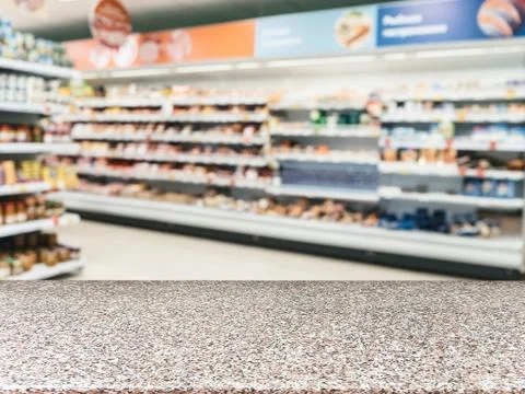 Empty table in front of blurred background 스톡 사진