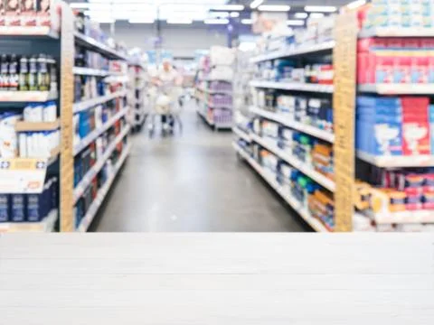 Empty table in front of blurred background 스톡 사진