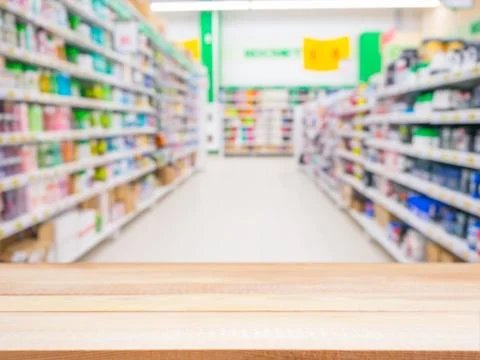 Empty table in front of blurred background 스톡 사진