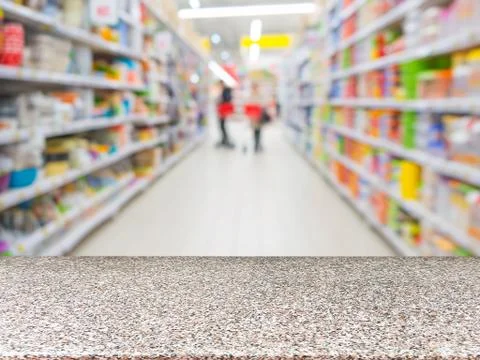 Empty table in front of blurred background 스톡 사진