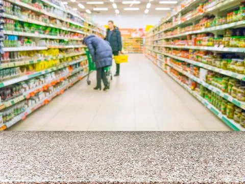 Empty table in front of blurred background 스톡 사진
