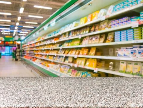Empty table in front of blurred background 스톡 사진