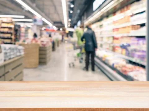 Empty table in front of blurred background 스톡 사진