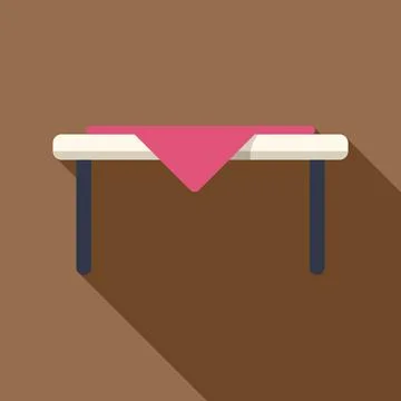 Empty table with pink tablecloth casting long shadow Stock Illustration
