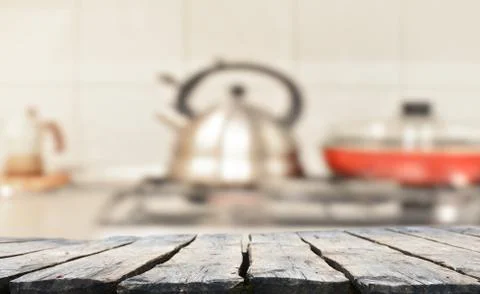 Empty table for product display monatges Stock Photos