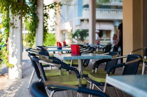 Empty  table in pub and restaurant. Stock Photos
