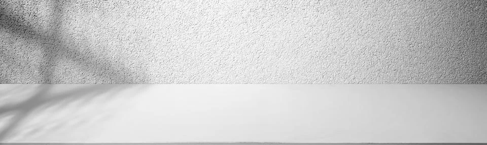 Empty table top with white concrete wall. Abstract pattern of concrete wall Stock Illustration