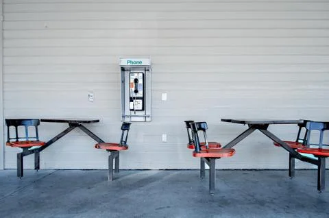 Empty tables at sidewalk cafe Stock Photos