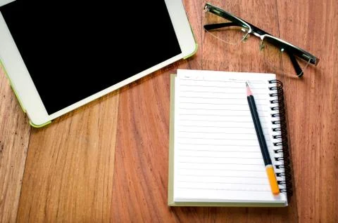 Empty tablet and notebook Foto stock