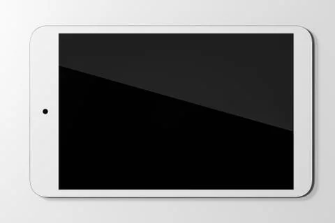 Empty tablet computer screen with white background, 3d rendering. Stock Illustration