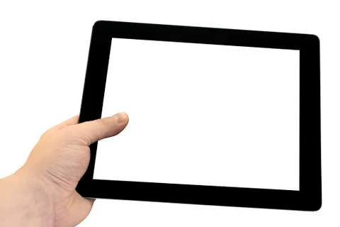 Empty tablet PC in hand isolated on white Stock Photos