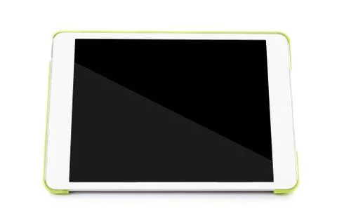 Empty tablet pc on white Stock Photos