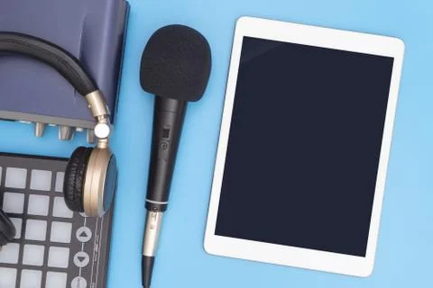 Empty tablet screen for karaoke and music mock up application Stock Photos