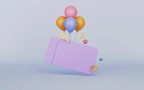 Empty tag and colors balloons, Ticket for text, Gift certificate Stock Illustration